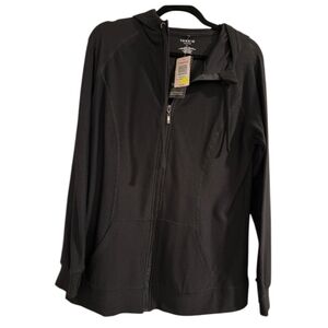 NOS Torrid Active Performance Black Textured Full Zip Hoodie Jacket 1X Nwt